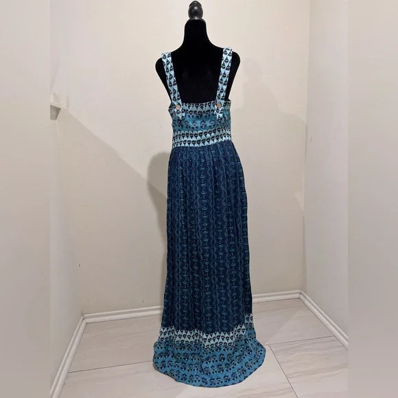 Faherty Gracie Linen Maxi Dress in Blue - Size S